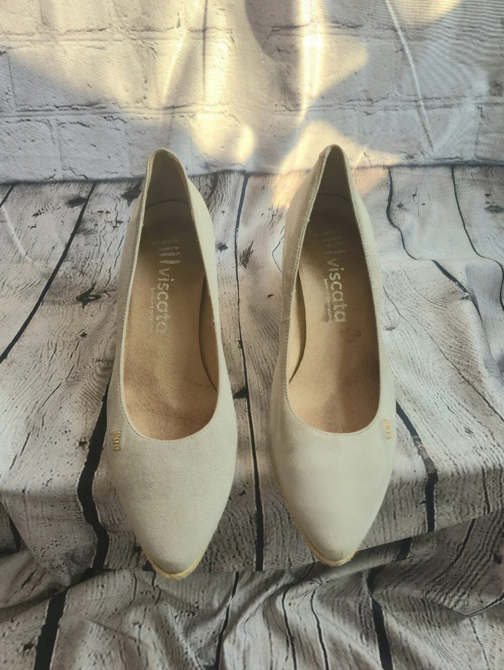 Viscata U Cut Espadrille Wedges- Grey Suede